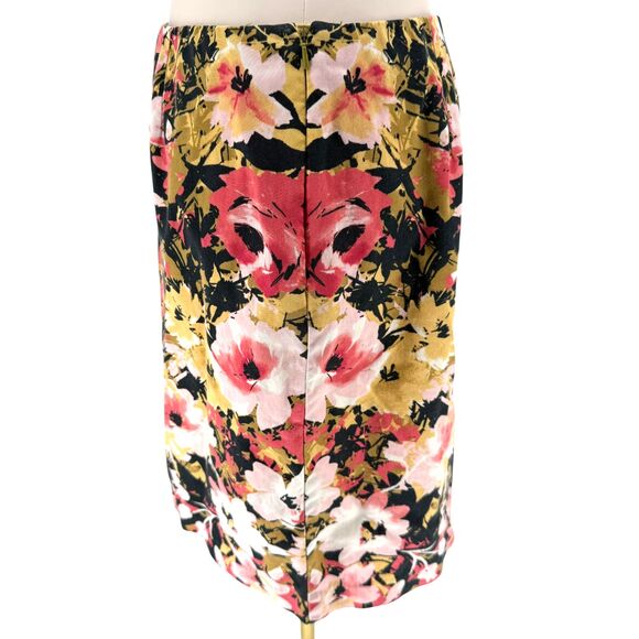 J. Jill Pencil Skirt 6 PETITE Bold Floral Abstract Print Cotton Stretch Side Zip - Picture 8 of 16